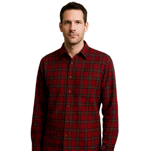 EDDIE BAUER Red Flannel Button Down Shirt Medium USED Good Condition